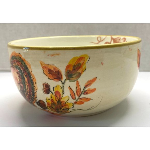 Maxcera Thanksgiving Acorns of Turkey Soup Bowl Cereal Ceramic 5.5" Across - Picture 7 of 9